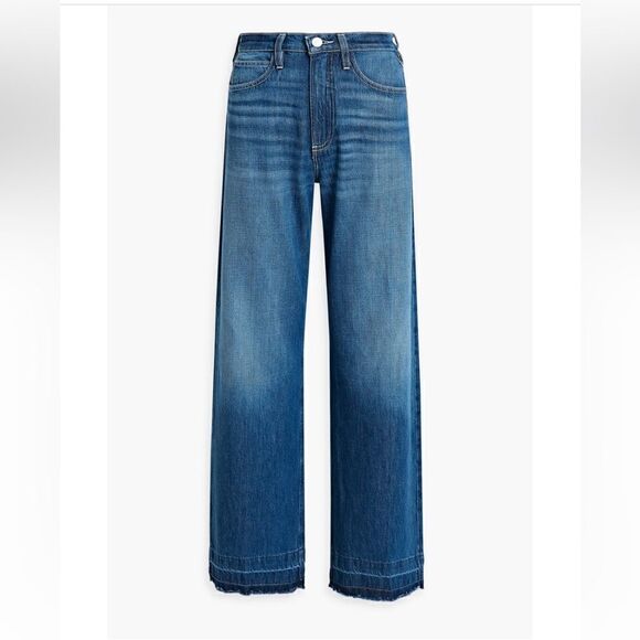 💥Frame mosaic high waist raw hem  wide leg le palazzo jeans💥 size 24 and 25, NWT - Picture 1 of 14